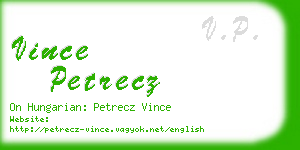 vince petrecz business card